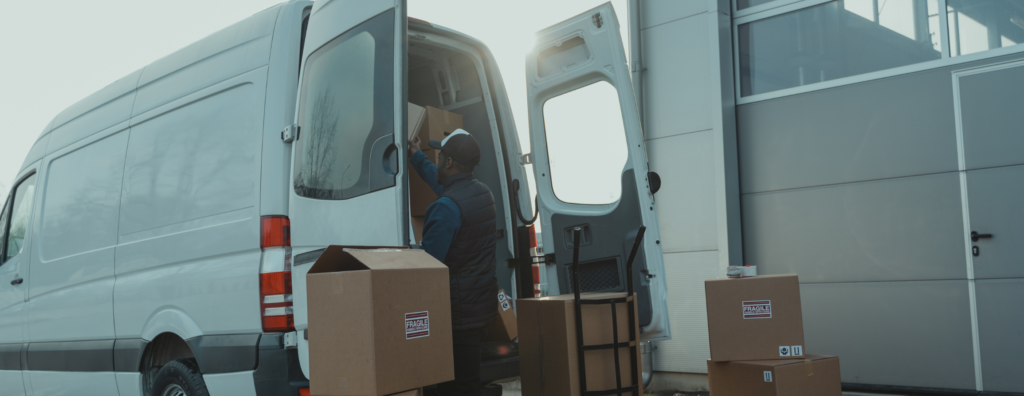 Photo d'un livreur de colis