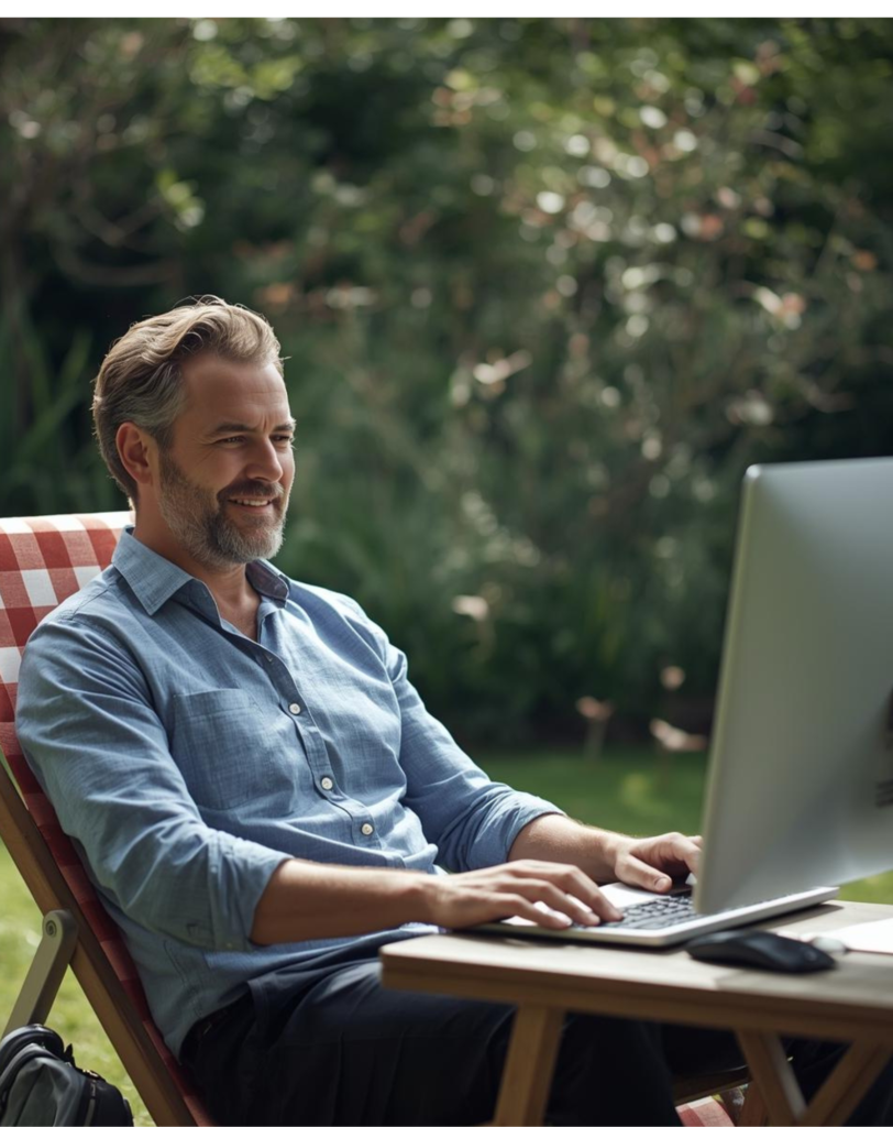 Entrepreneur qui a créé son entreprise dans sa ville et qui travaille depuis chez lui.
